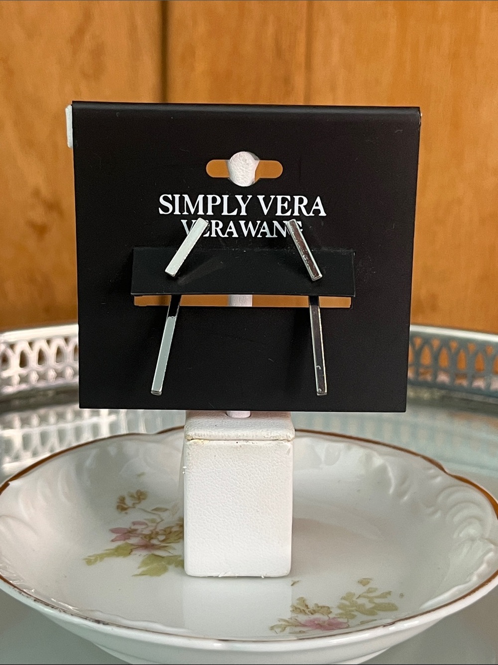 Simply Vera Vera Wang Silver-Gun Metal Minimalist Bar Drop Earrings